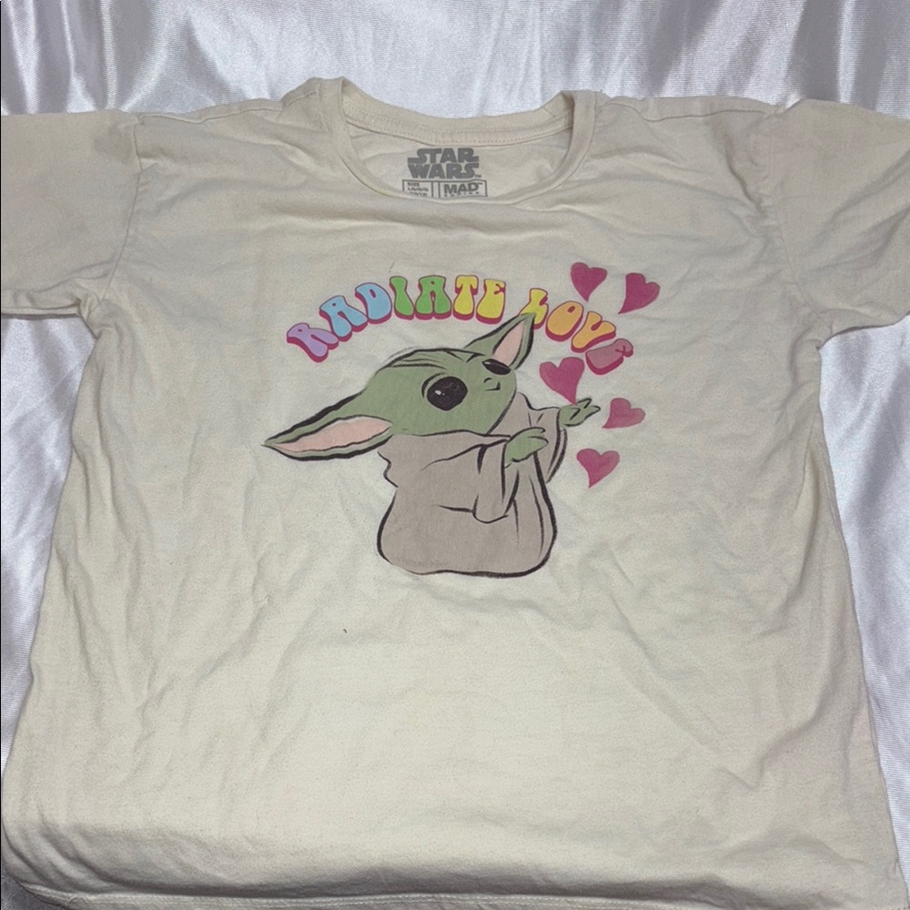 Star Wars Baby Yoda Cream and Pink Short Sleeve Tee
